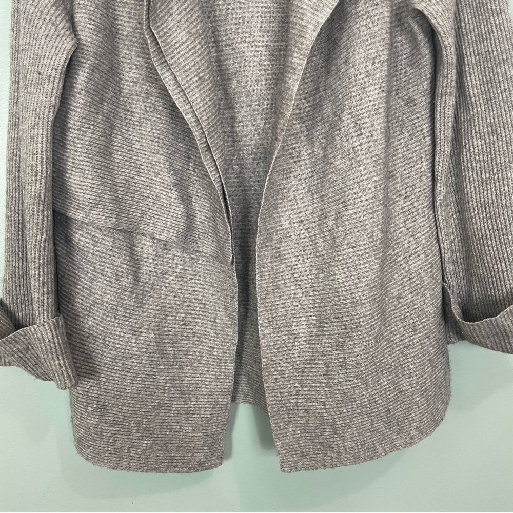 Vince Drape Front Wool Cashmere Cardigan Open Front‎ Gray Women Small Ribbed - Picture 4 of 11